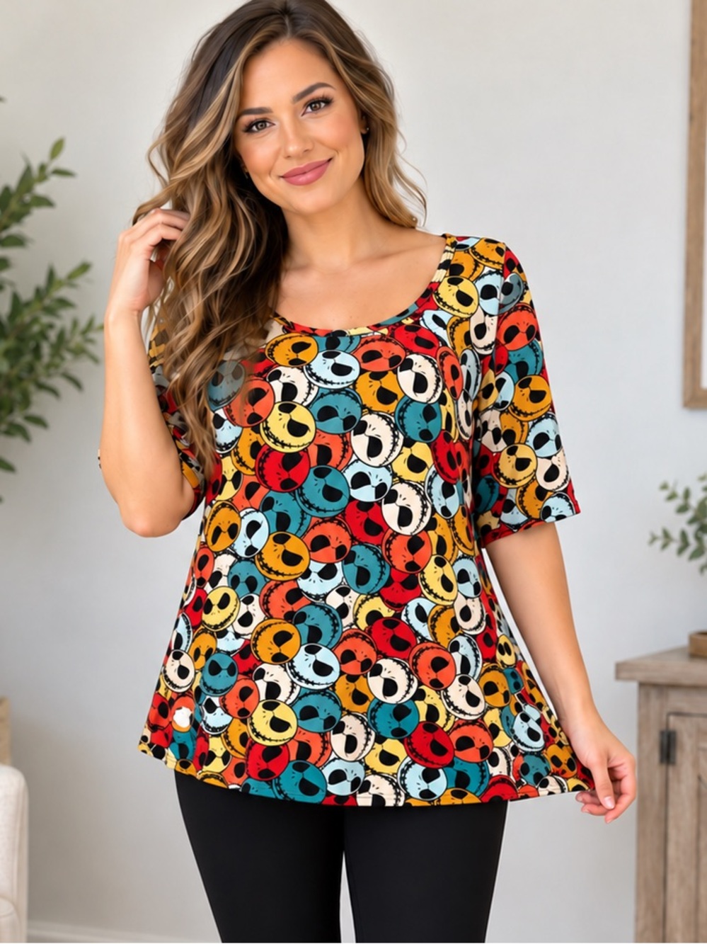 LuLaRoe Disney "The Nightmare Before Christmas" Jack Skellington A Line Top Sz S